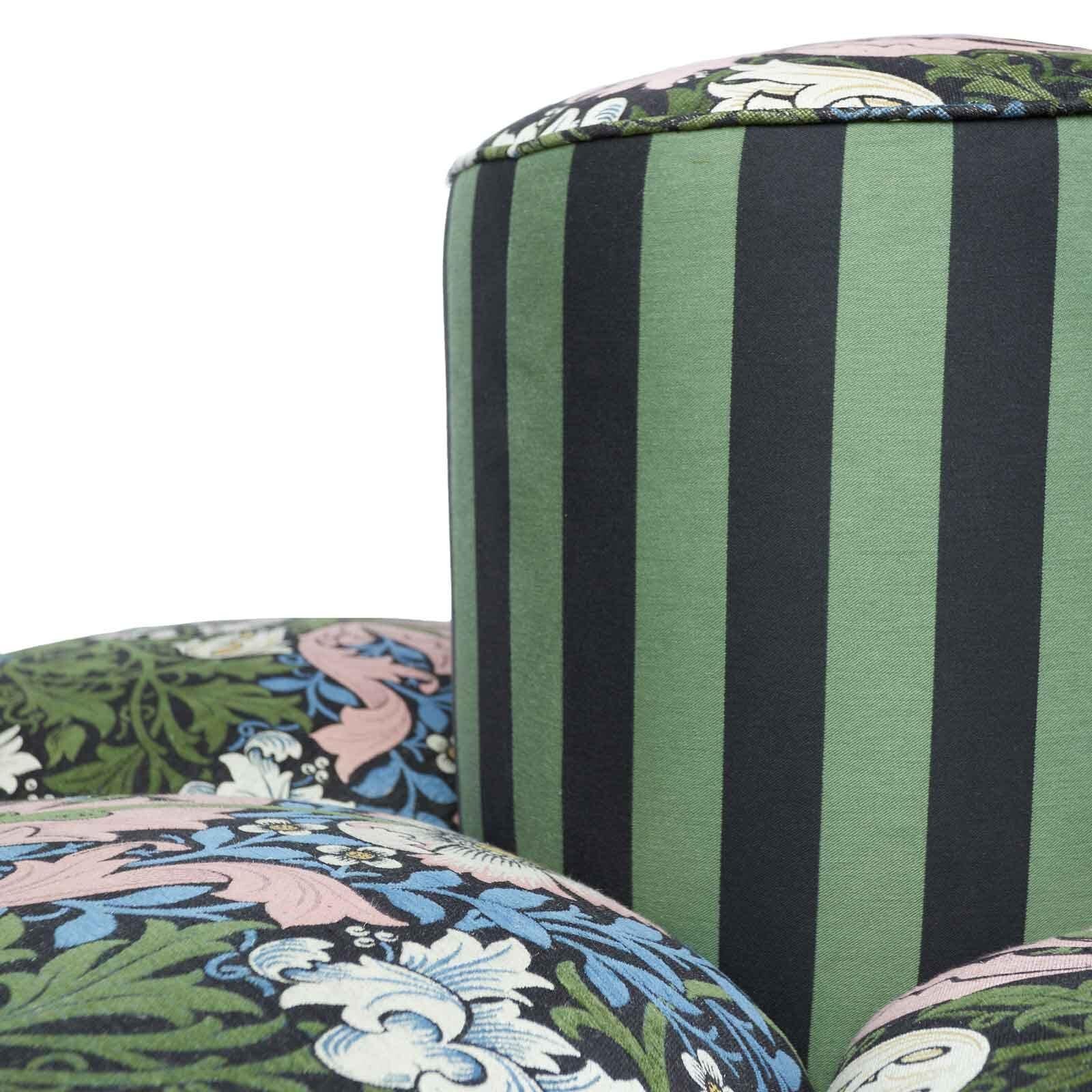 Perch on a petal and live out your woodland nymph fantasies with our Floral Conversation Chair. Based on Victorian ‘gossip’ seats, this exceptional piece is a real conversation starter (pun intended). Swathed in our reimagined William Morris COMPTON
