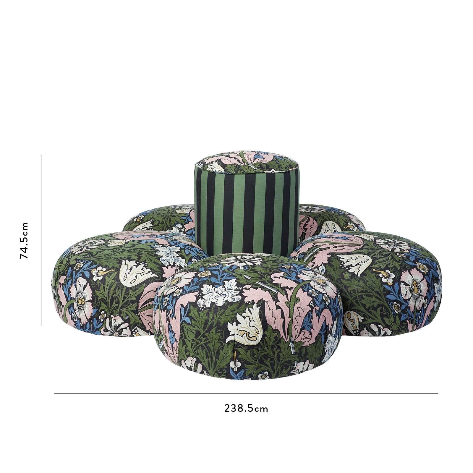 COMPTON / CAMELOT STRIPE Floral Conversational Chair - Verdigris and Noir In New Condition In New York, NY