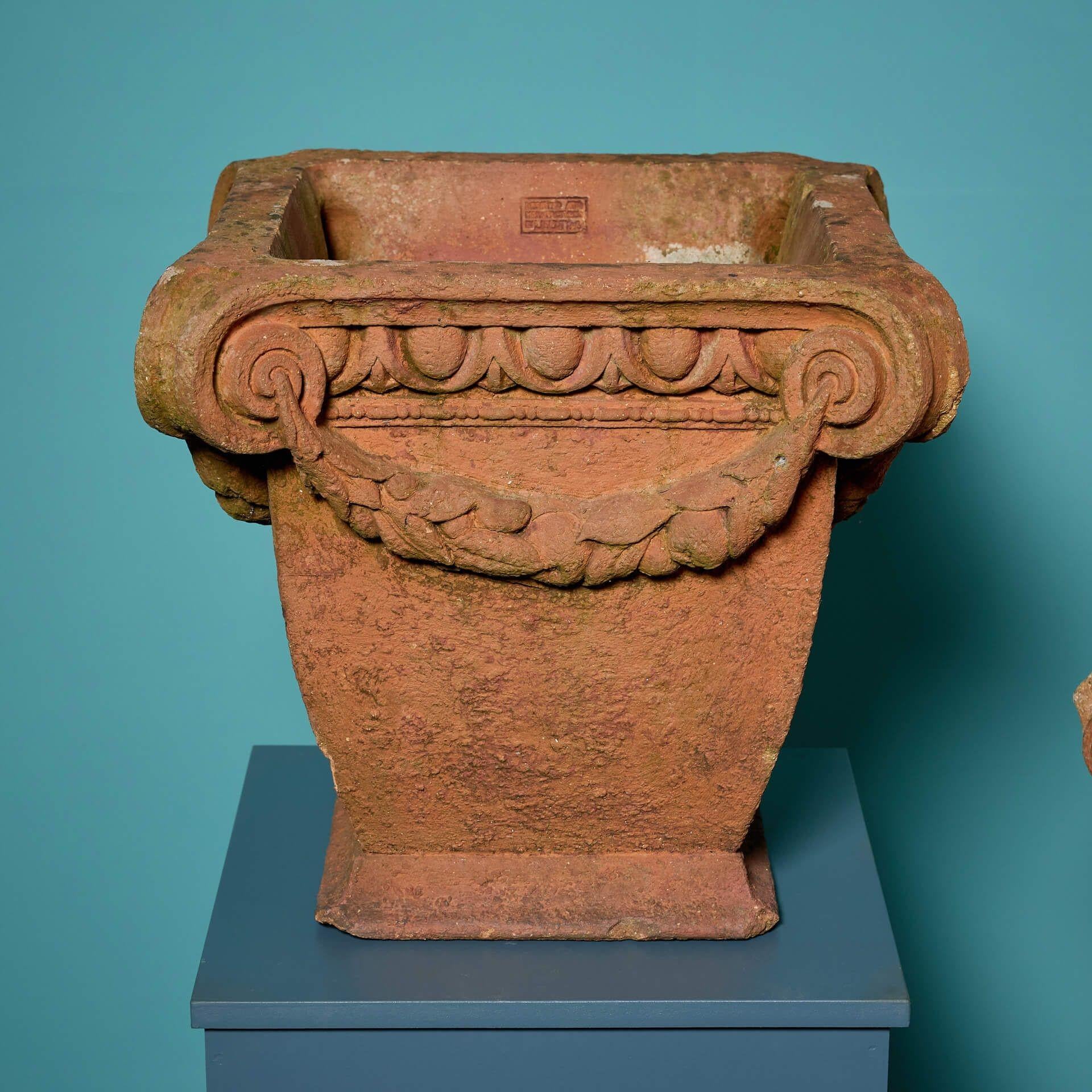 Hand-Crafted Compton Pottery for Liberty’s Pair of Antique Neoclassical Terracotta Pots For Sale
