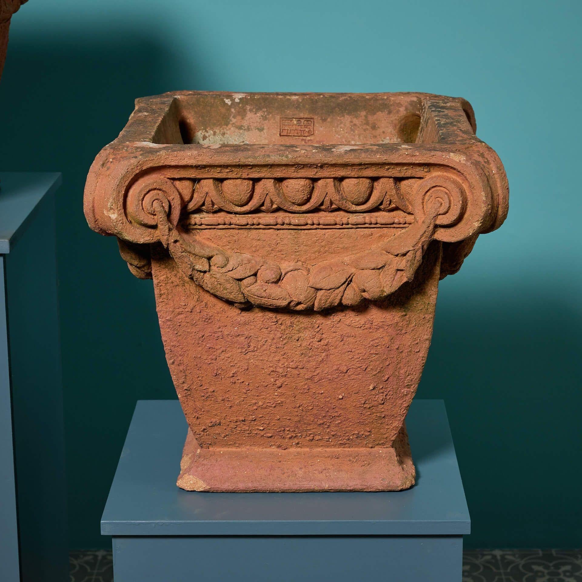20th Century Compton Pottery for Liberty’s Pair of Antique Neoclassical Terracotta Pots For Sale