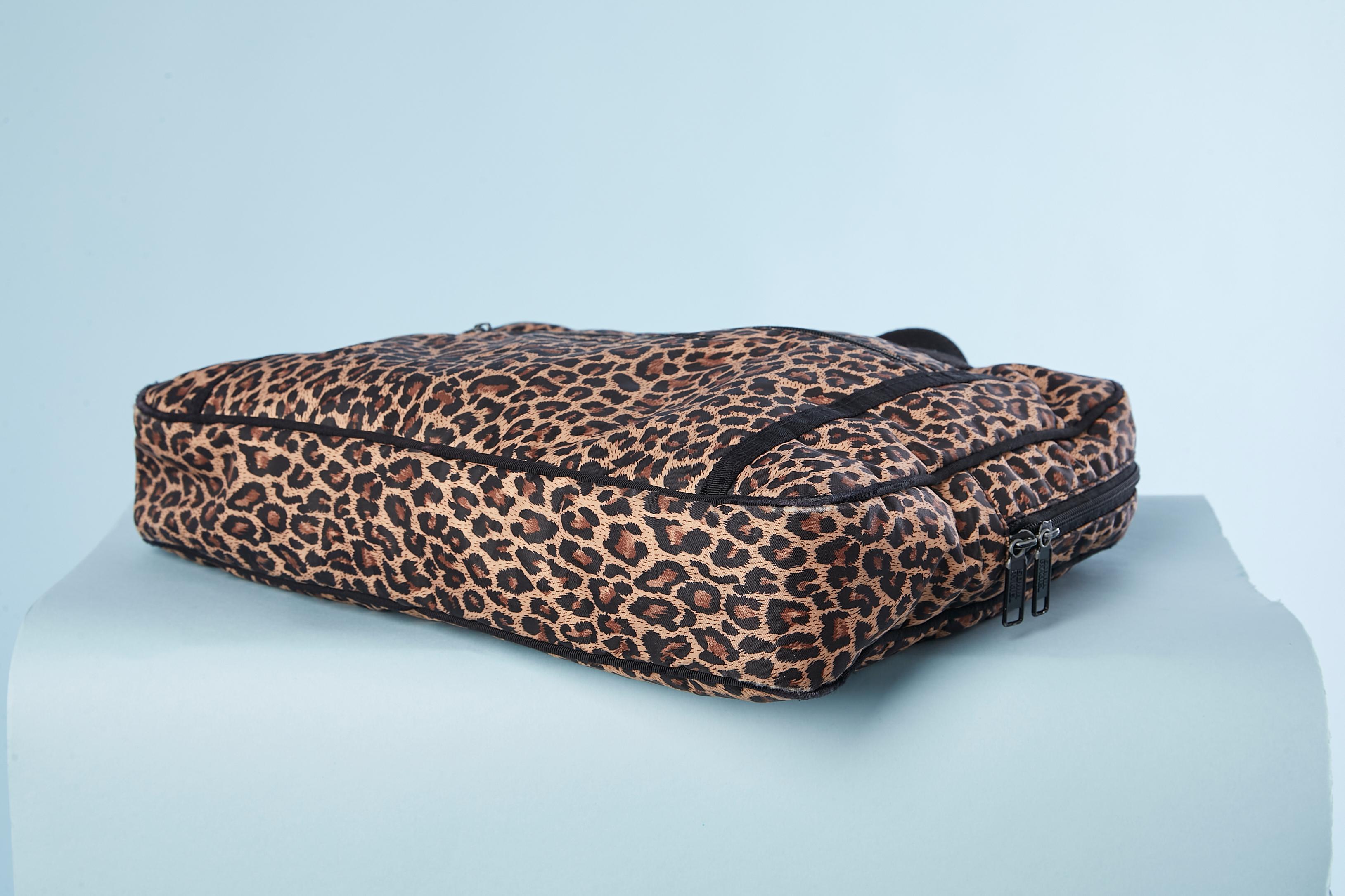 Noir Sac de bureau Sonia Rykiel en nylon imprimé léopard  en vente