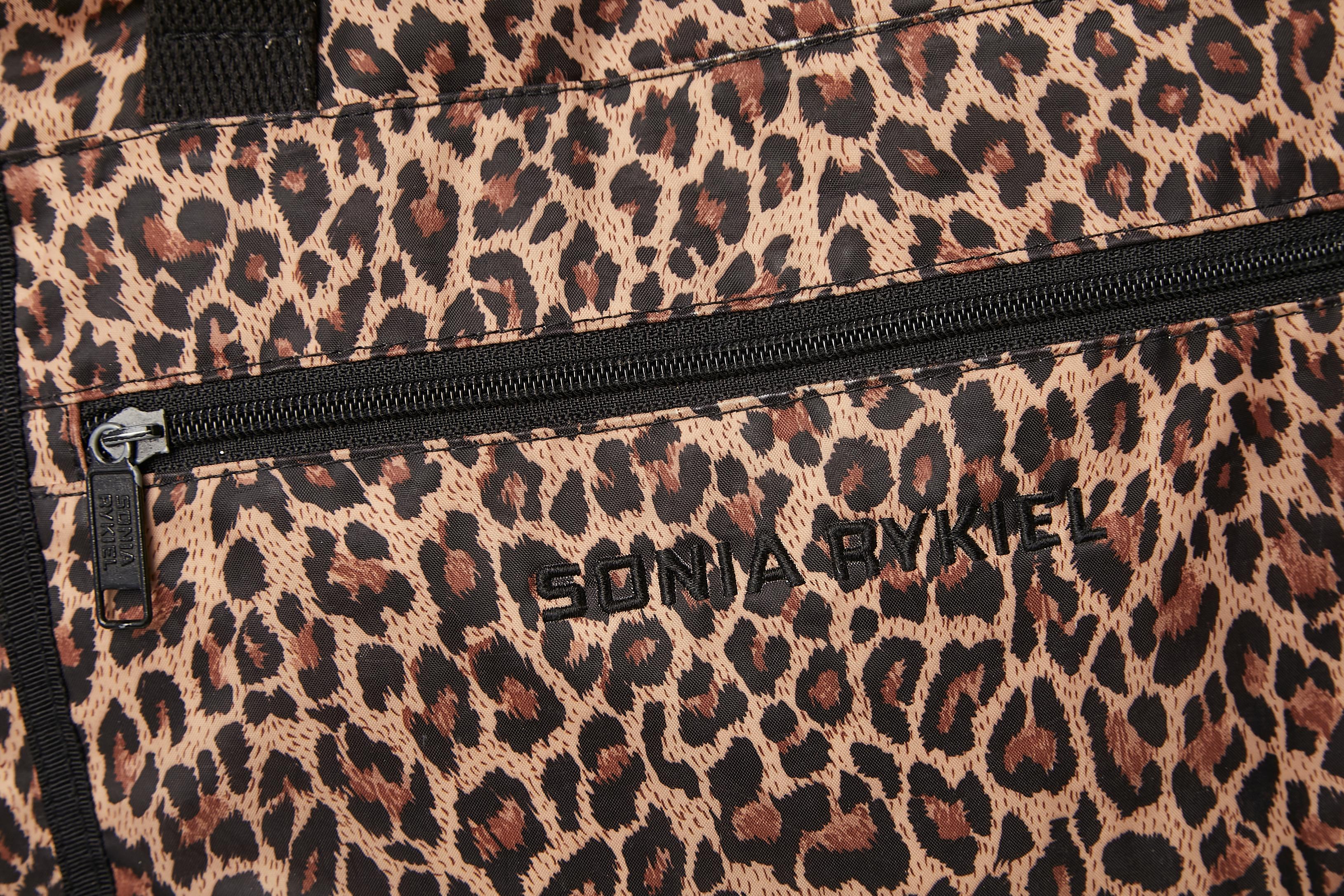 Borsa porta computer in nylon stampato leopardo Sonia Rykiel in vendita 1
