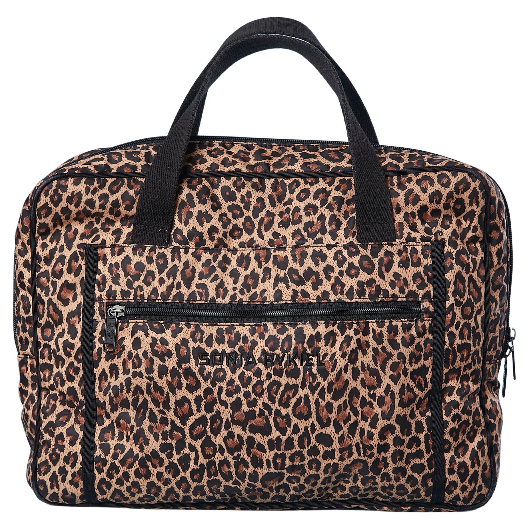 Computer bag in leopard printed nylon Sonia Rykiel  For Sale