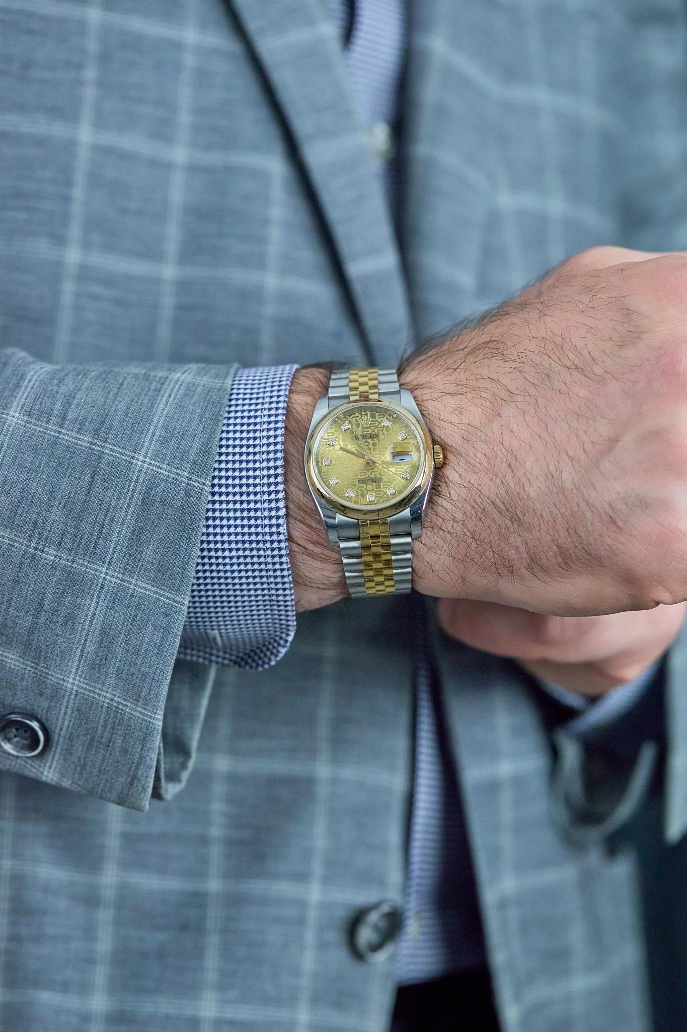 Computer-Zifferblatt Rolex Datejust in 18k zweifarbig, Ref. Nr. 116203 (Rundschliff) im Angebot