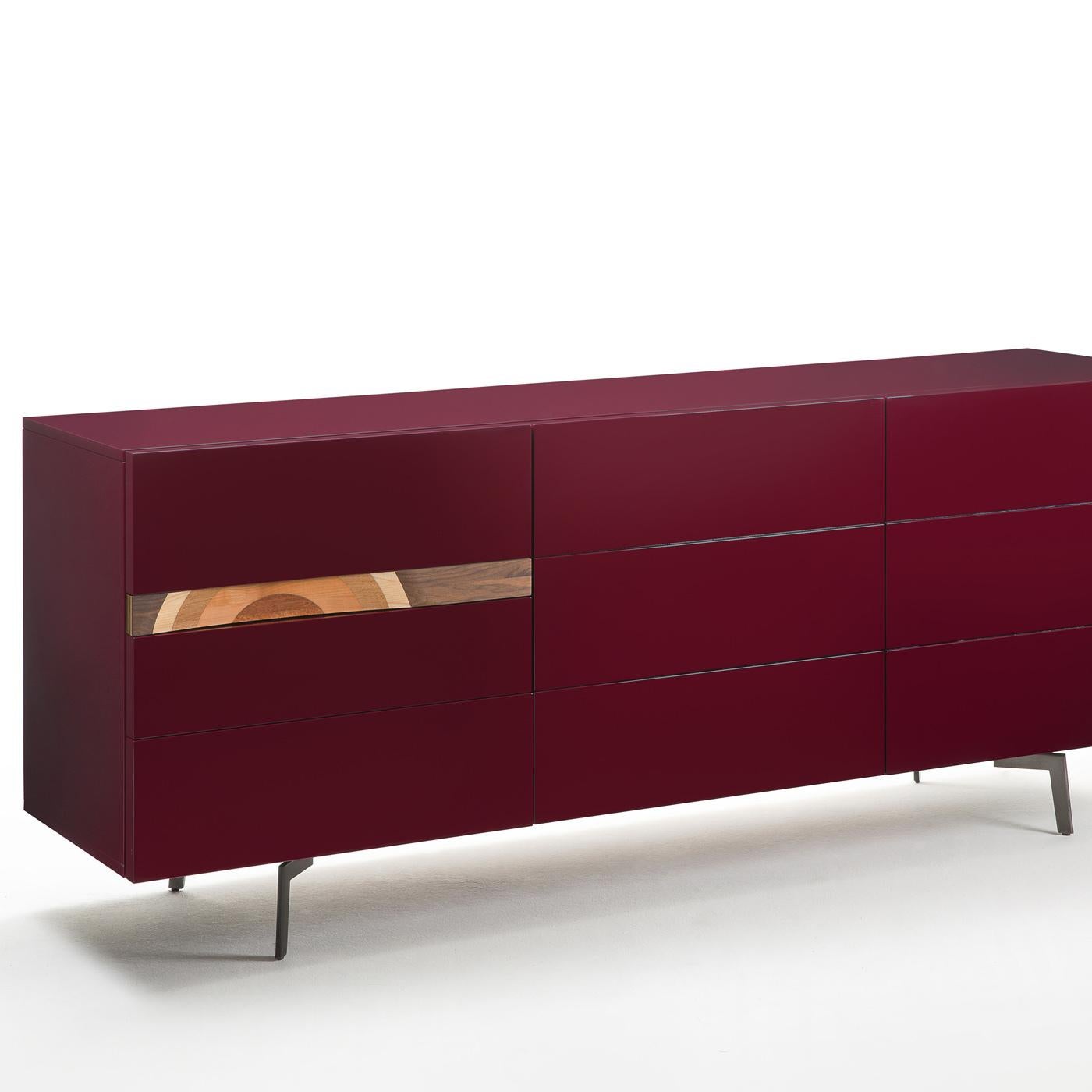 Italian Comrì Red Sideboard with Drawers by Toyo Ito For Sale