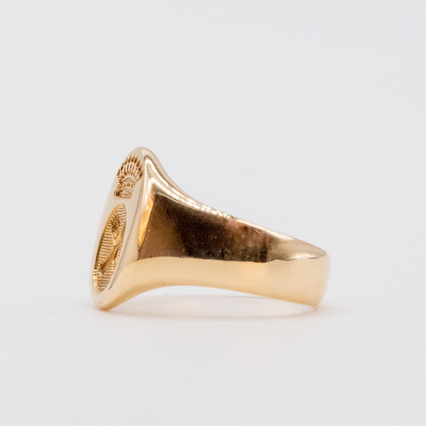 Women's or Men's Comtale Signet Ring 18 Carats Gold