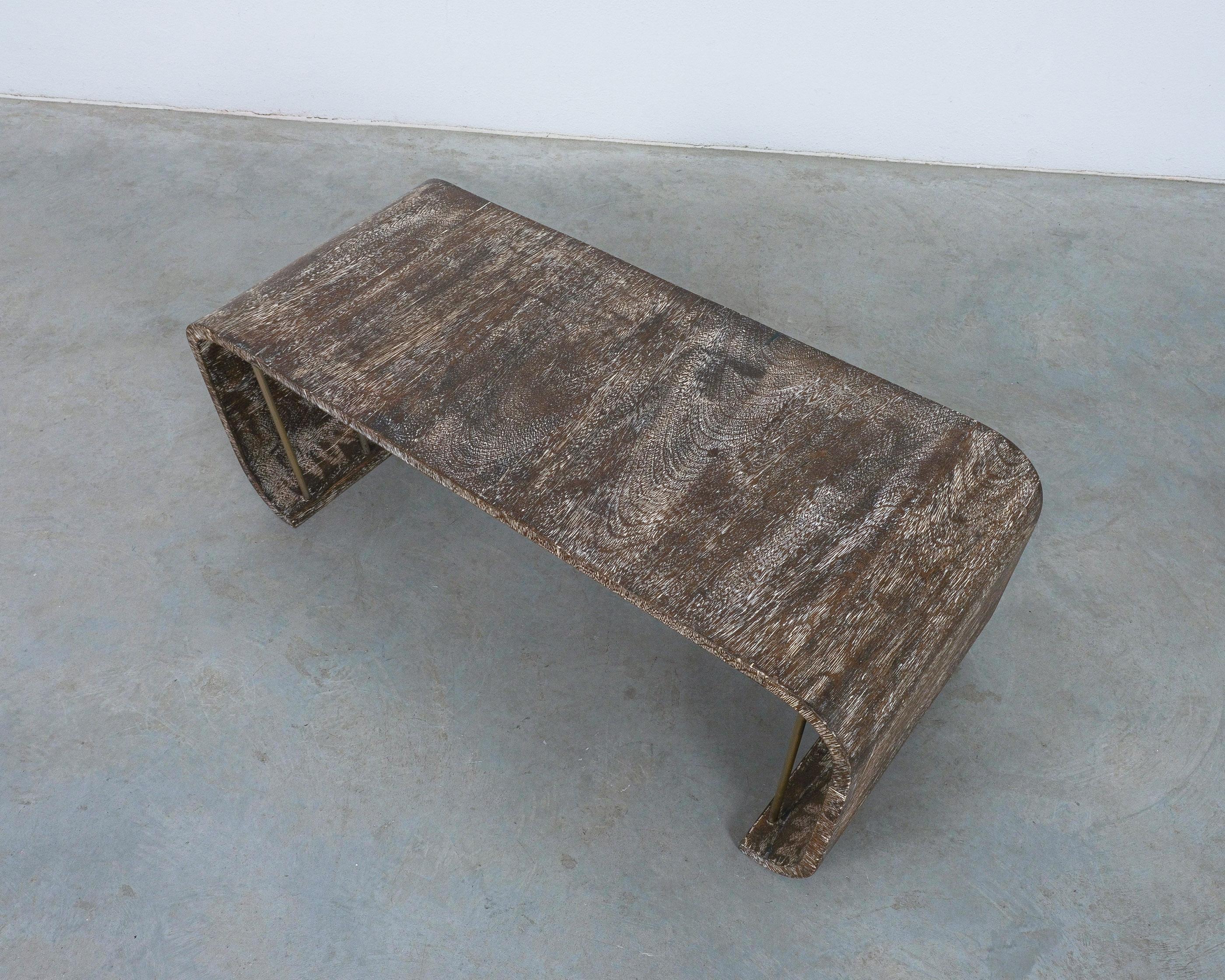 Terracotta Comté Coffee Table From Cerused Oak, Argentina, 1940 For Sale