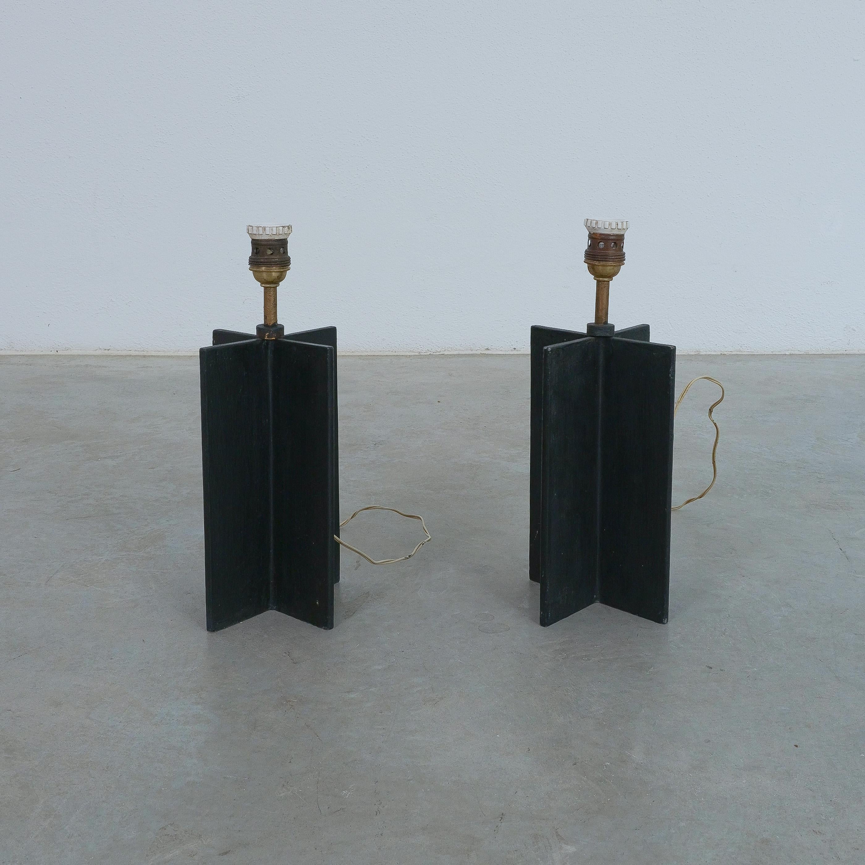 Brass Comté Croisillon Table Lights 1940 For Sale