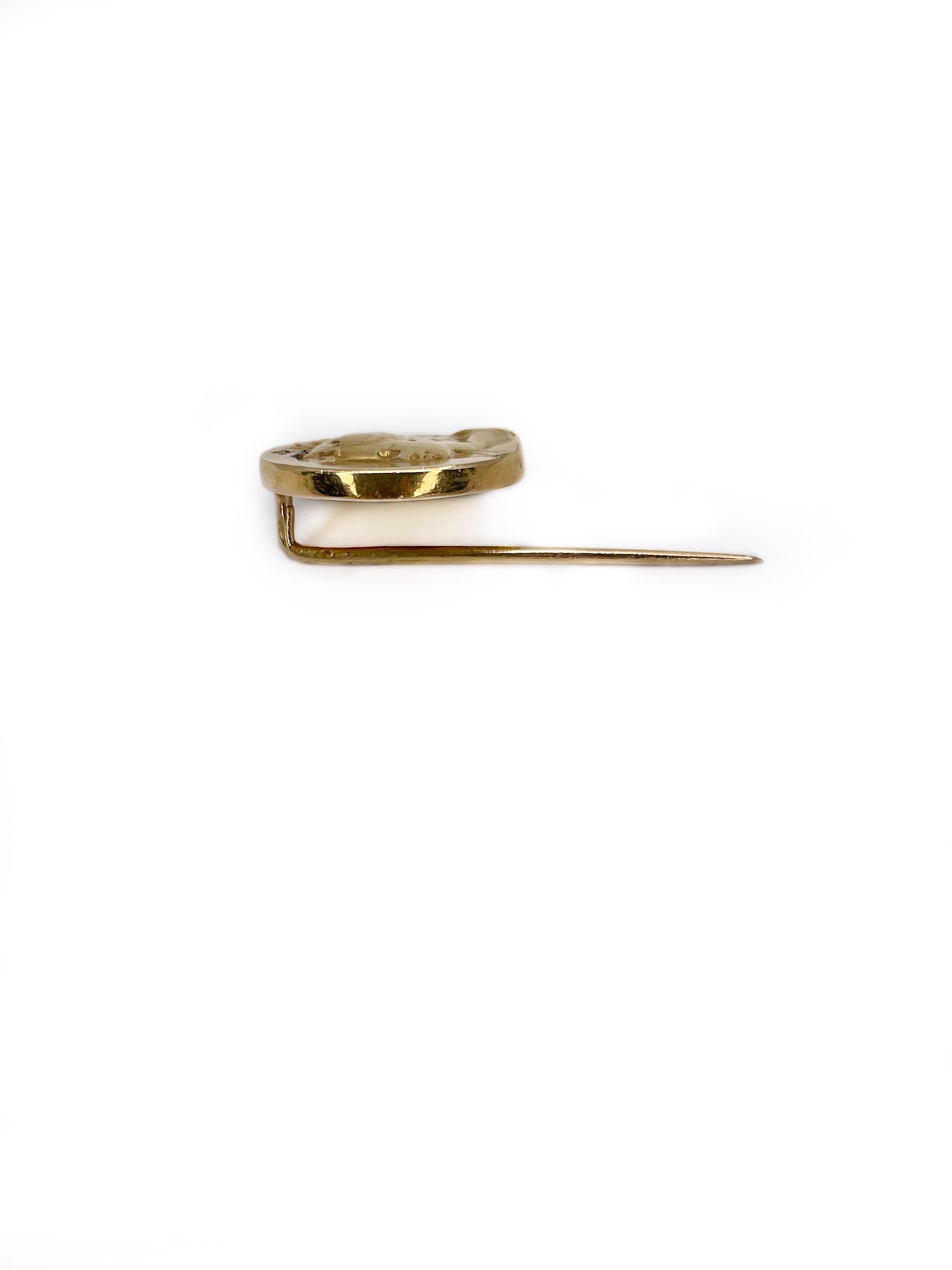 Rose Cut Comte Prosper D’Epinay De Briort Art Nouveau 18K Yellow Gold Lady Tie Pin