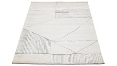 Comtemporary Ivory Morocan Style Wool Rug Handmade By Apadana