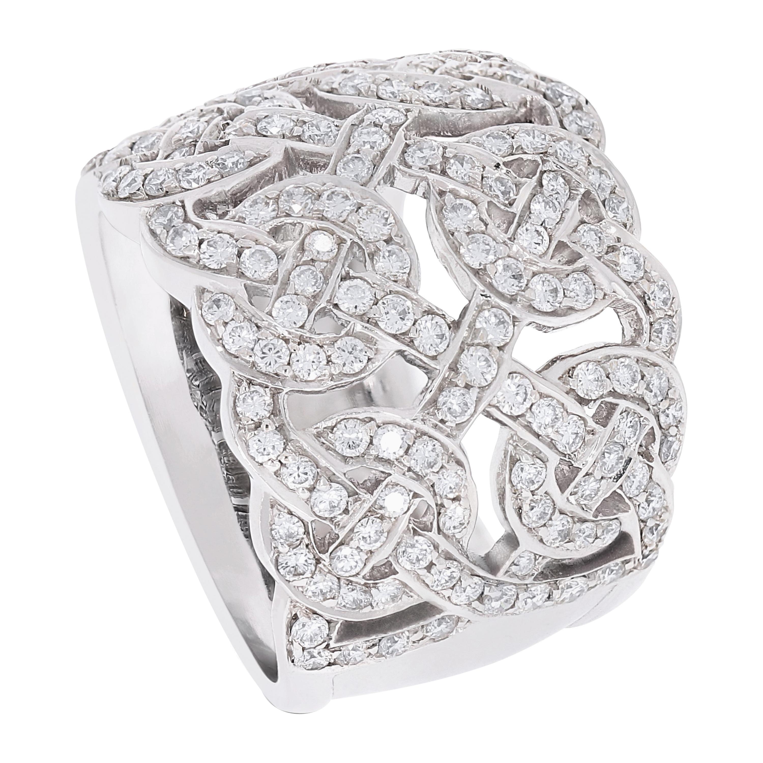 Rosior one-off Cocktail Ring set with Diamonds in White Gold For Sale