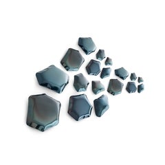 Juego contemporáneo de 18 espejos "Kamyki" de Zieta, Azul cósmico