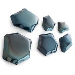 Contemporary Set of 6 'Kamyki' Mirrors by Zieta, Cosmic Blue