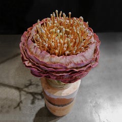 Comtemporary Terracotta flower shaped hand sculpture by Manu Crotti