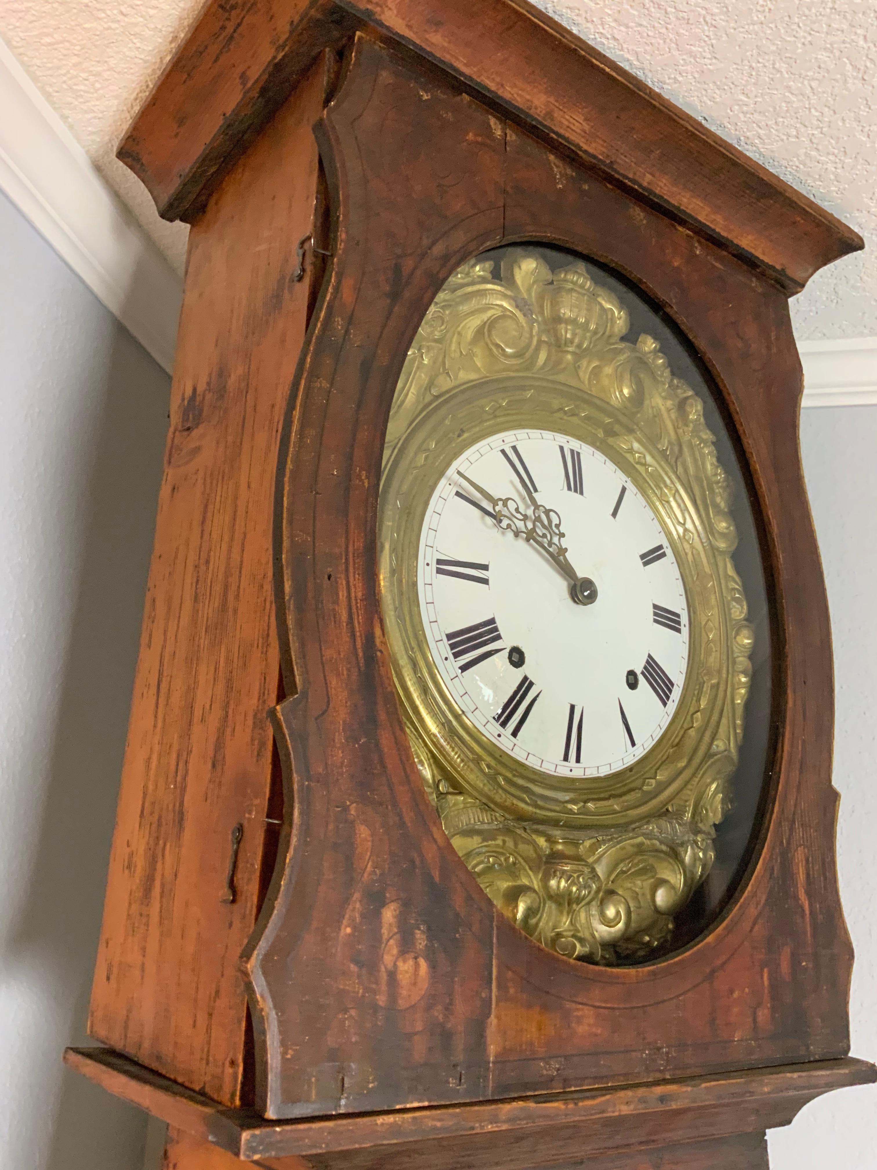 Comtoise Morbier Tall Case Clock In Good Condition For Sale In Bradenton, FL