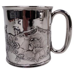 Comyns Edwardian Classical Baby Cup with Reynold's Angels Motif, 1901