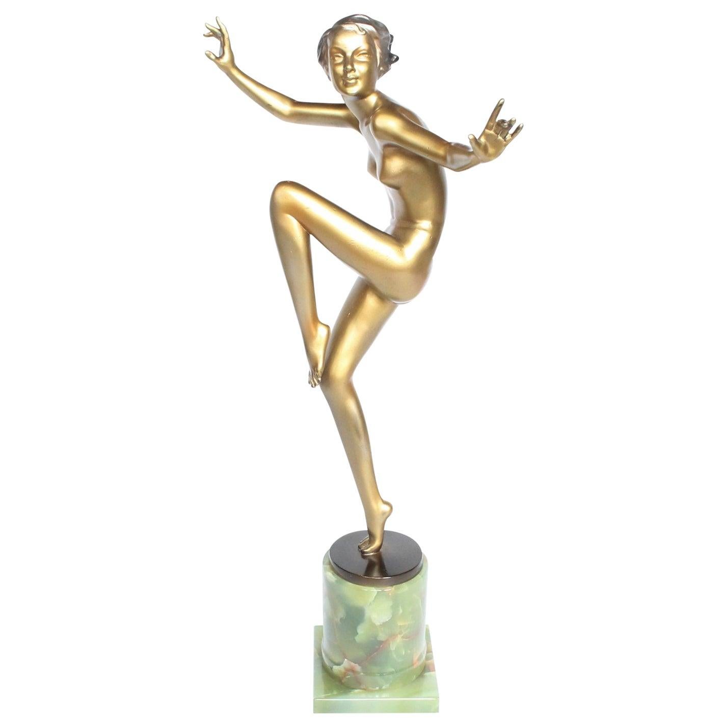 "Con Brio" Art Deco Bronze Figure of an Elegant Dancer by Josef Lorenzl