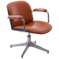 Vintage Conac Leather Swivel Chair by Ico Parisi for MIM Roma