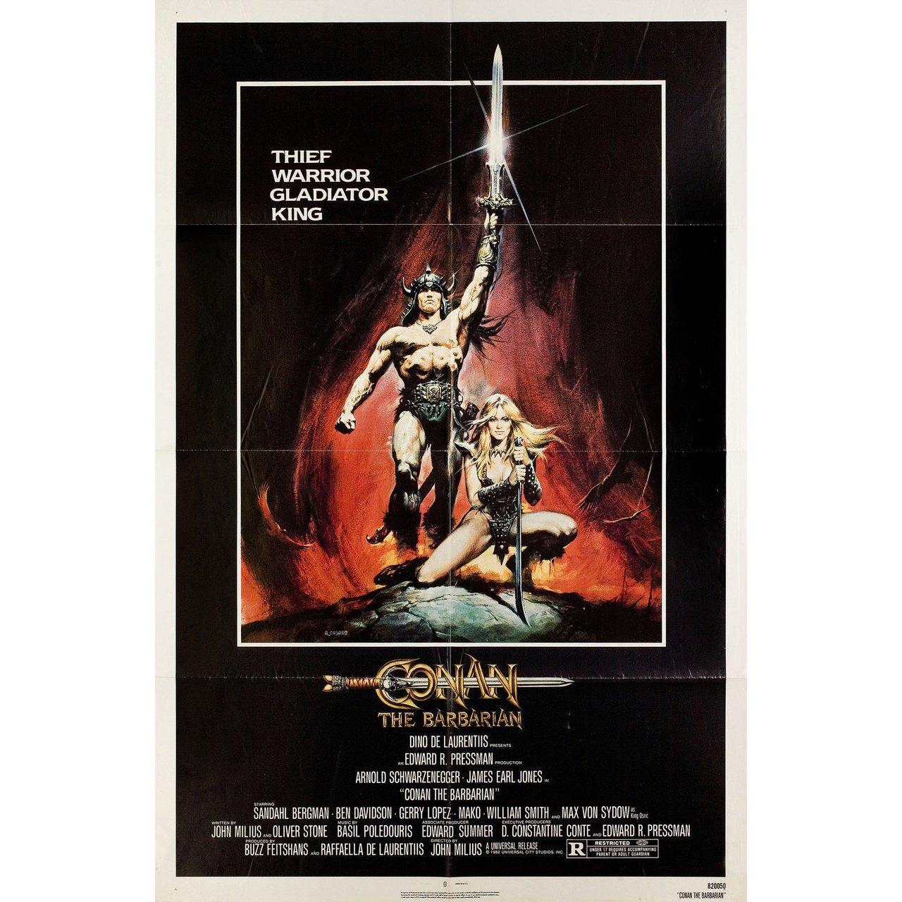Original 1982 U.S. one sheet poster by Renato Casaro for the film Conan the Barbarian directed by John Milius with Arnold Schwarzenegger / James Earl Jones / Max von Sydow / Sandahl Bergman. Very good condition, folded. Many original posters were