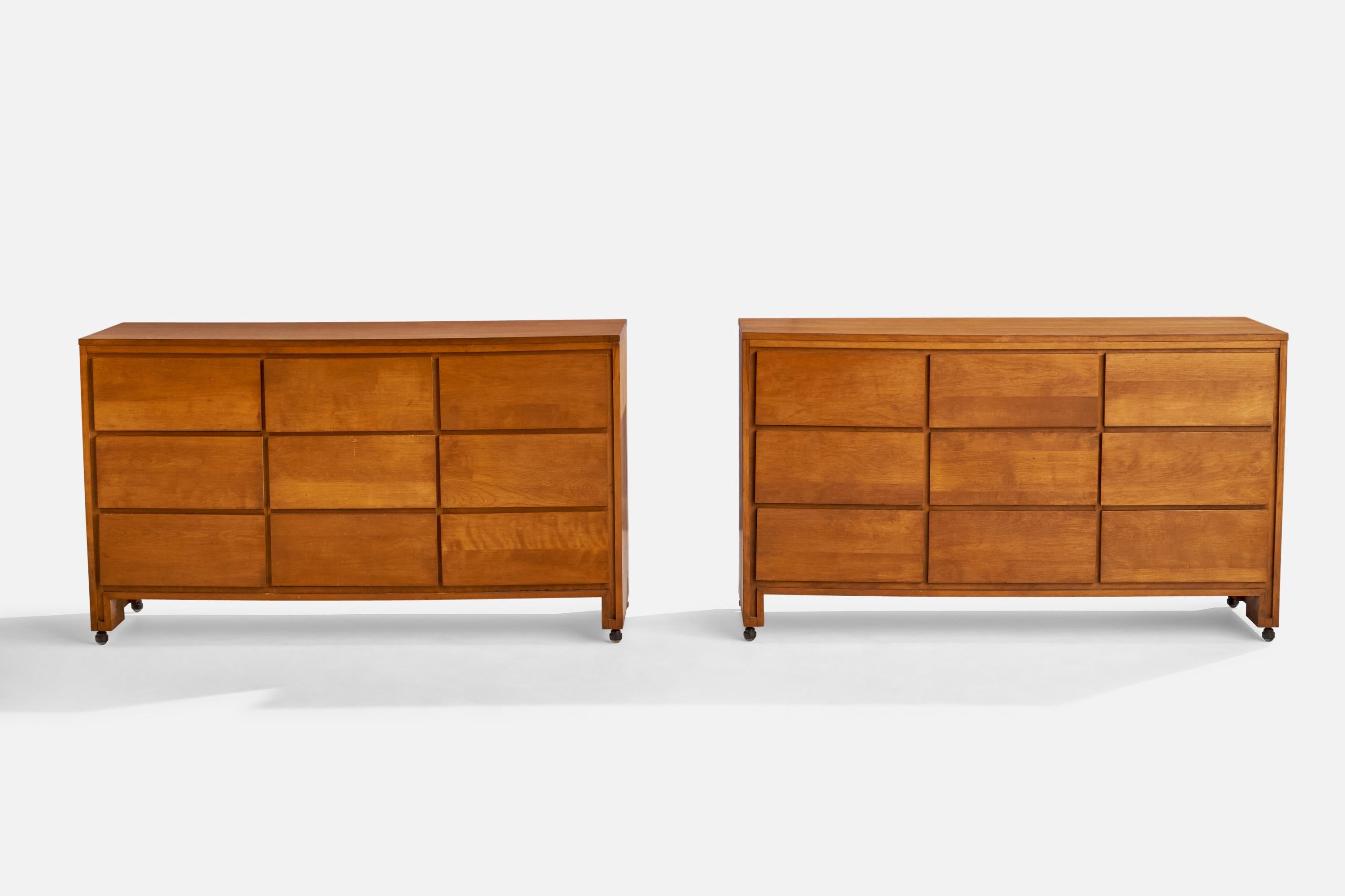 Mid-Century Modern Conant Ball, Chests of Drawers, Walnut, USA, 1950s For Sale