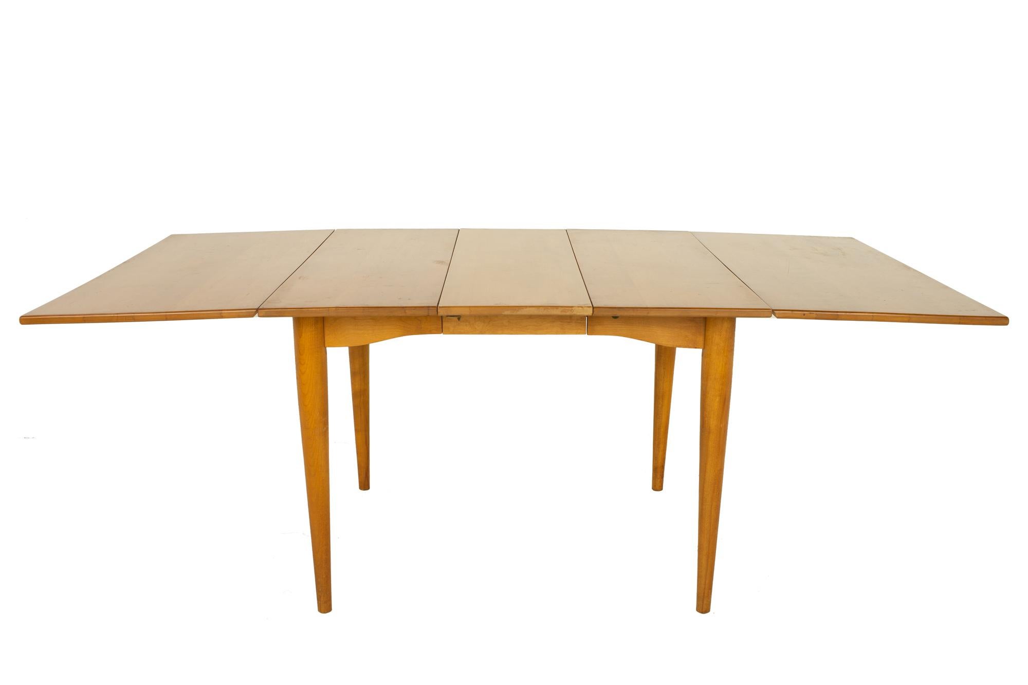 Conant Ball Mid Century Drop Leaf Maple Dining Table with 2 Leaves For Sale 1