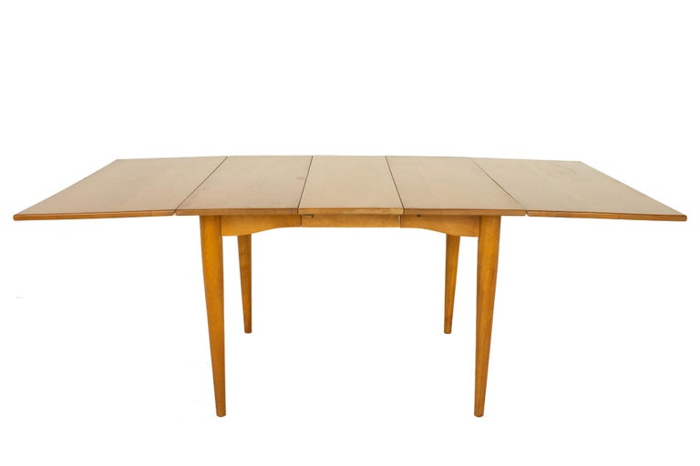 Conant Ball Mid Century Drop Leaf Maple Dining Table with 2 Leaves For Sale 4