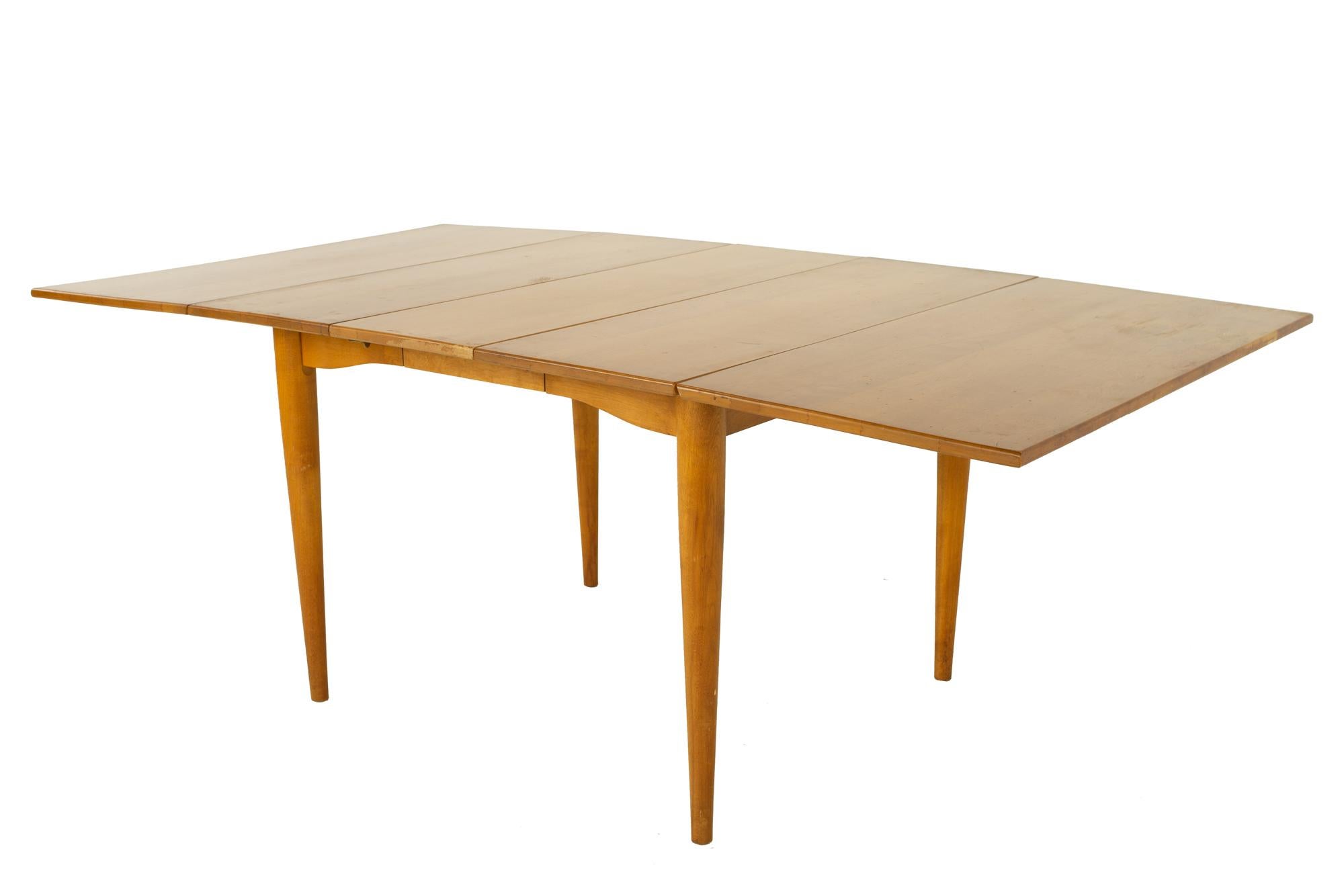 Conant Ball Mid Century Drop Leaf Maple Dining Table with 2 Leaves For Sale 2