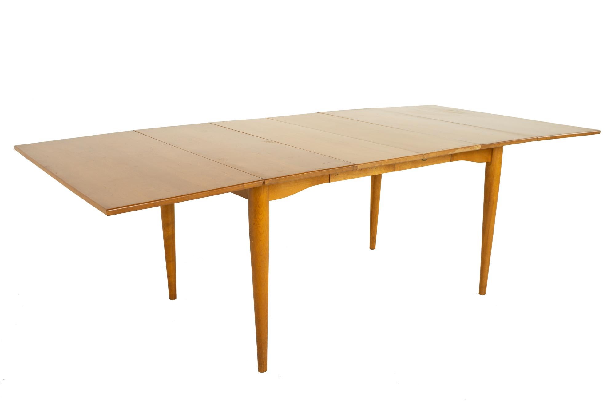 Conant Ball Mid Century Drop Leaf Maple Dining Table with 2 Leaves For Sale 5