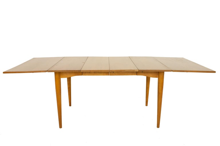 Conant Ball Mid Century Drop Leaf Maple Dining Table with 2 Leaves For Sale 9