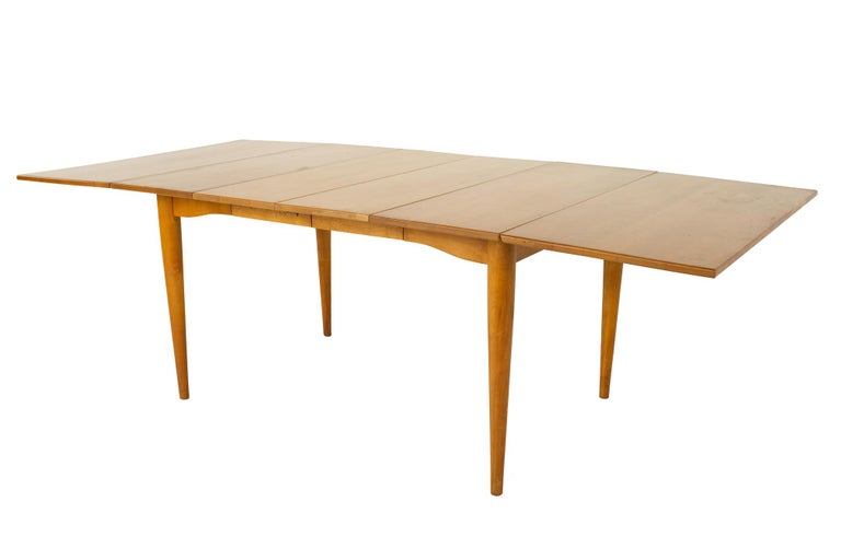 Conant Ball Mid Century Drop Leaf Maple Dining Table with 2 Leaves For Sale 10