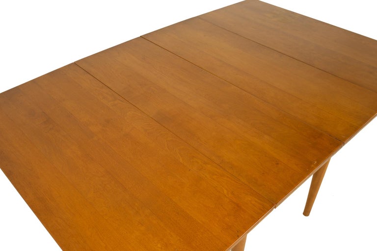 American Conant Ball Mid Century Drop Leaf Maple Dining Table with 2 Leaves For Sale