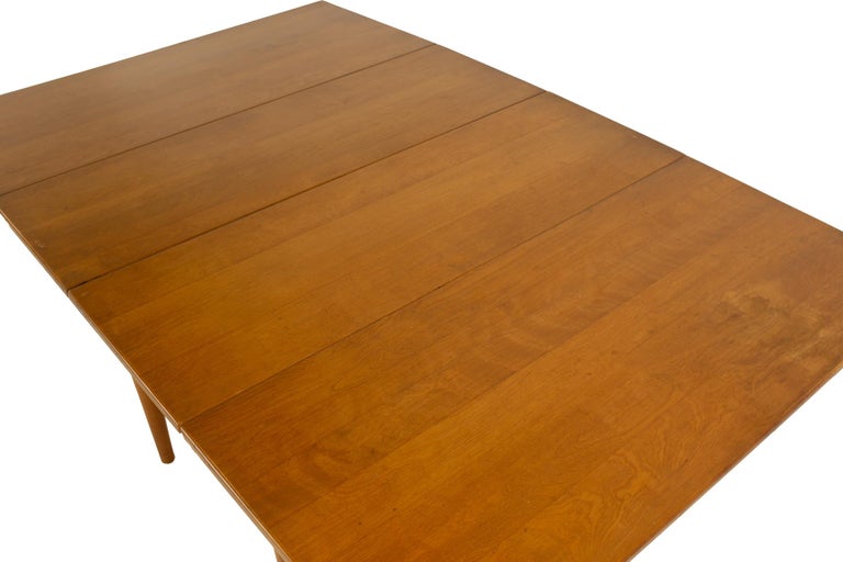 Late 20th Century Conant Ball Mid Century Drop Leaf Maple Dining Table with 2 Leaves For Sale