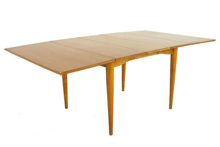 Conant Ball Mid Century Drop Leaf Maple Dining Table with 2 Leaves For Sale 3