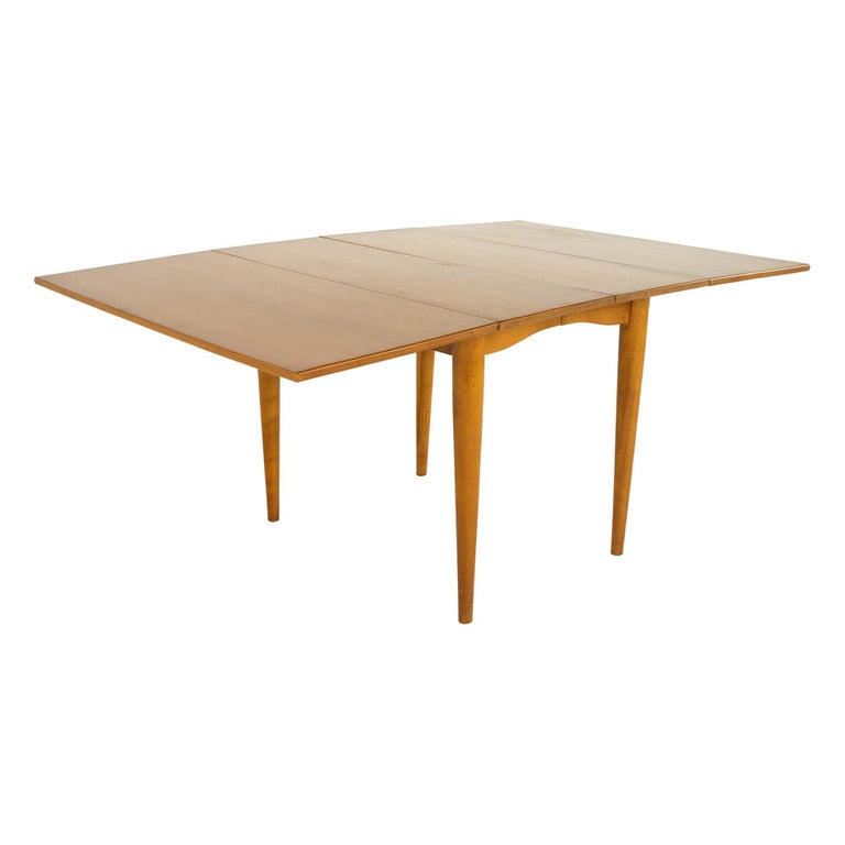 Conant Ball Mid Century Drop Leaf Maple Dining Table with 2 Leaves For Sale