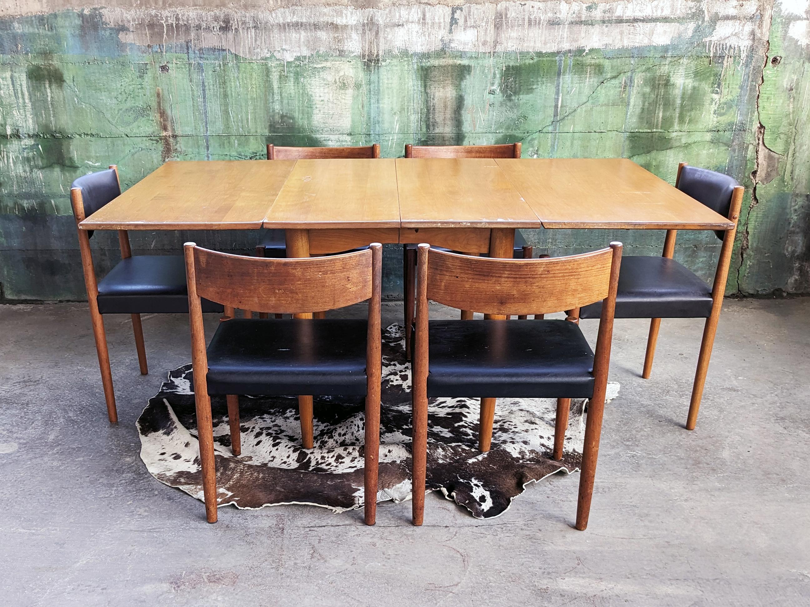 Mid-Century Modern Conant Ball Mid Century Drop Leaf Dining Table en érable avec 4 feuilles ! en vente