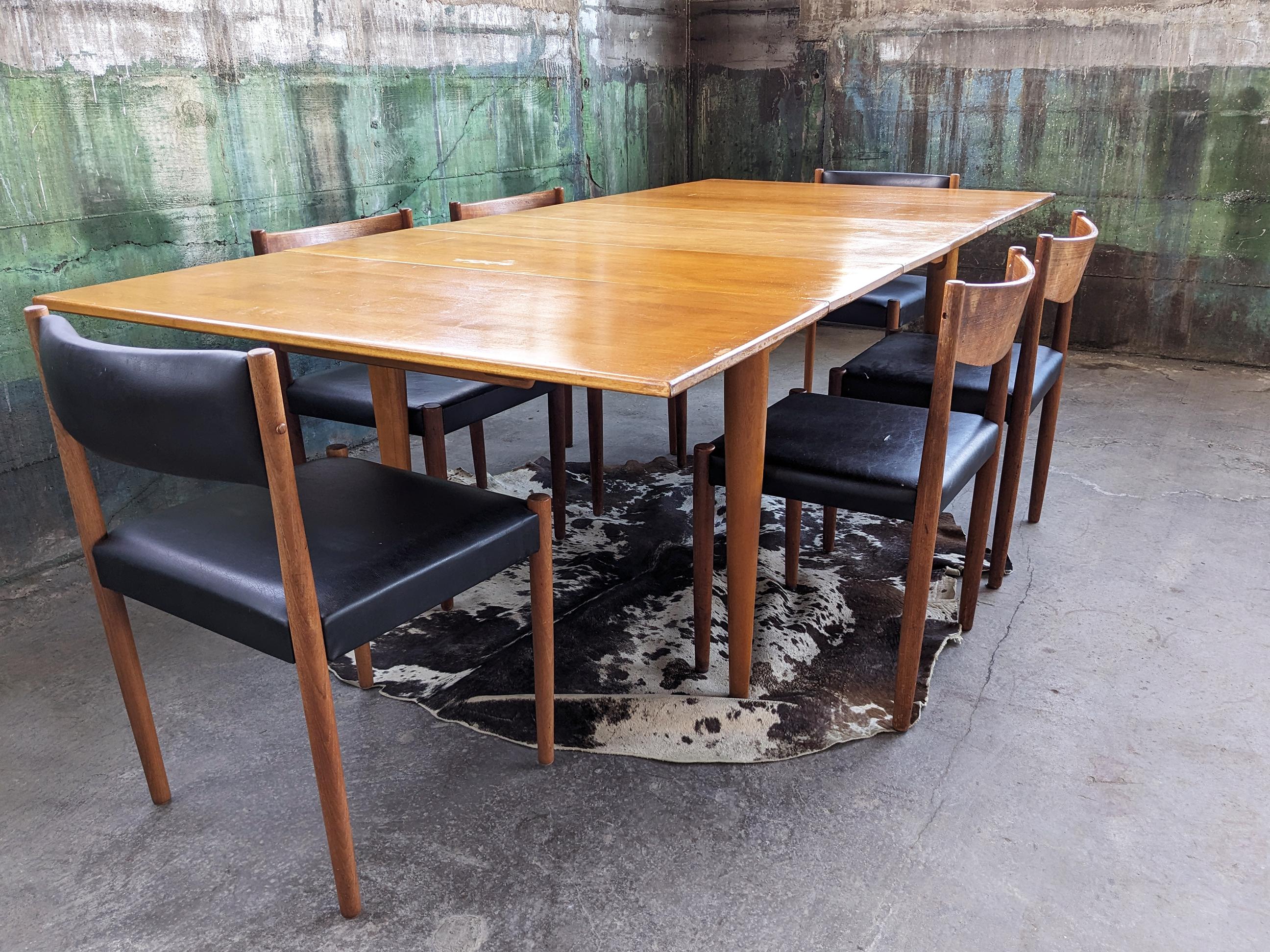 Américain Conant Ball Mid Century Drop Leaf Dining Table en érable avec 4 feuilles ! en vente