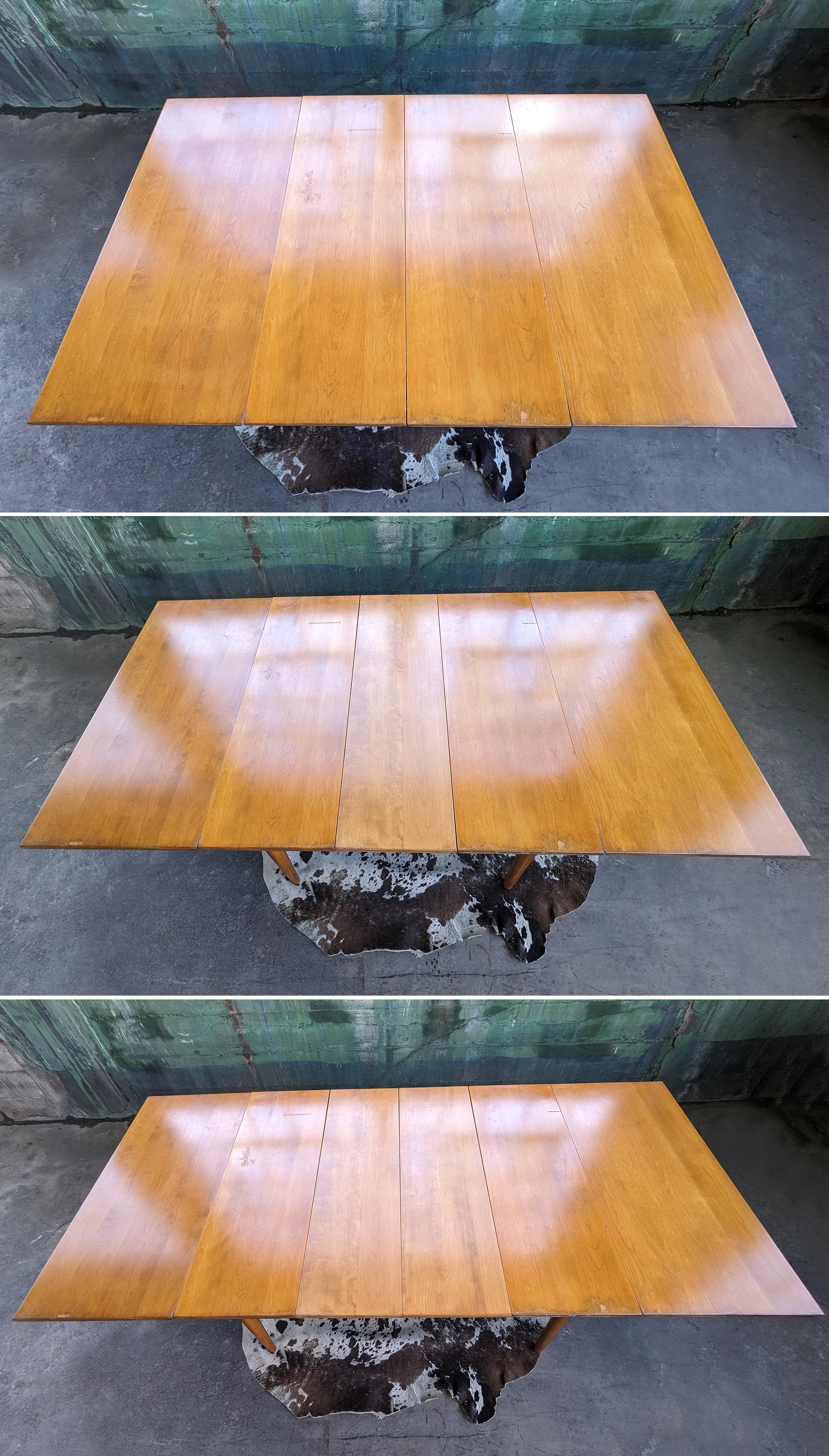Fin du 20e siècle Conant Ball Mid Century Drop Leaf Dining Table en érable avec 4 feuilles ! en vente