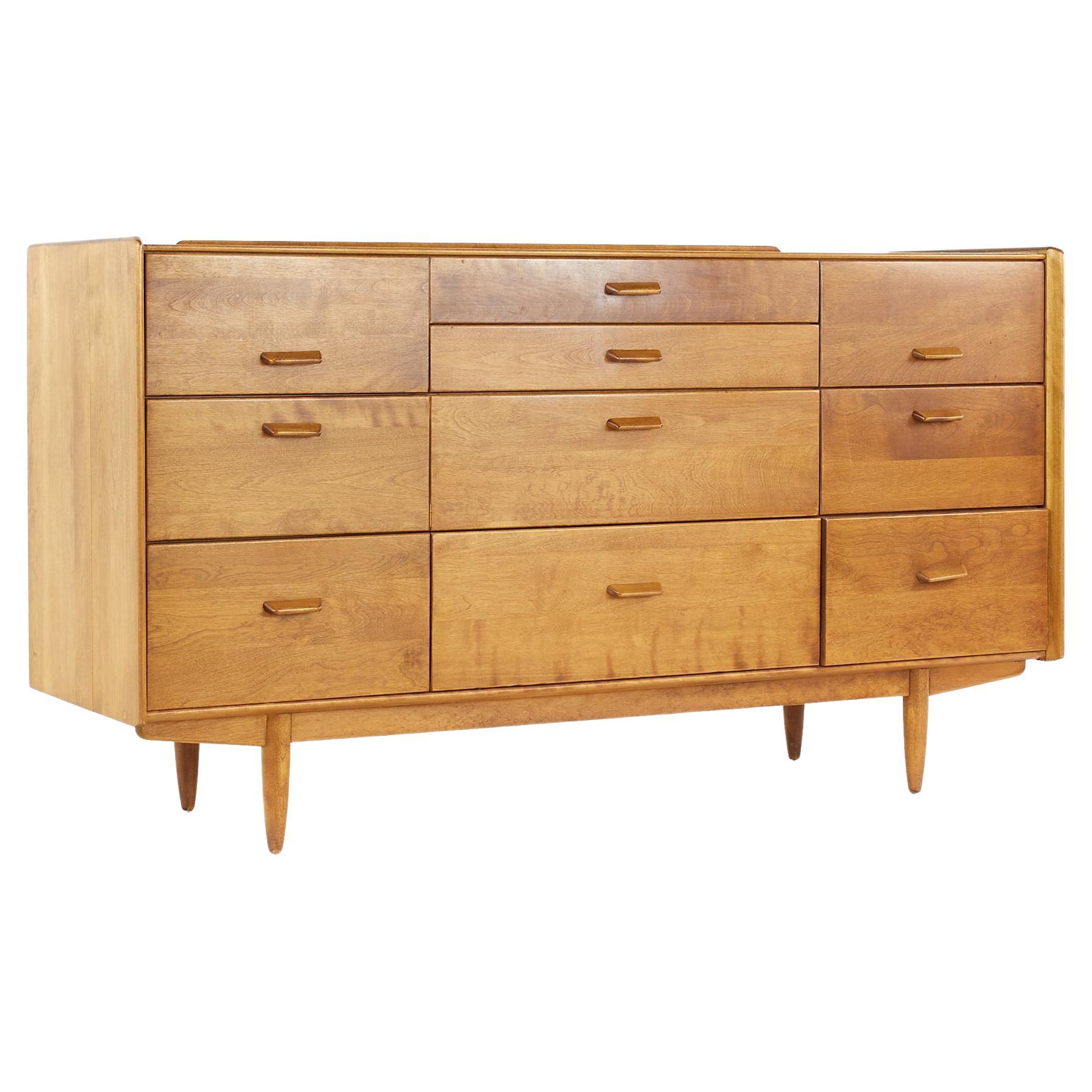 7 Drawer Solid Maple Conant Ball Dresser, Russel Wright, MidCentury Modern at 1stDibs