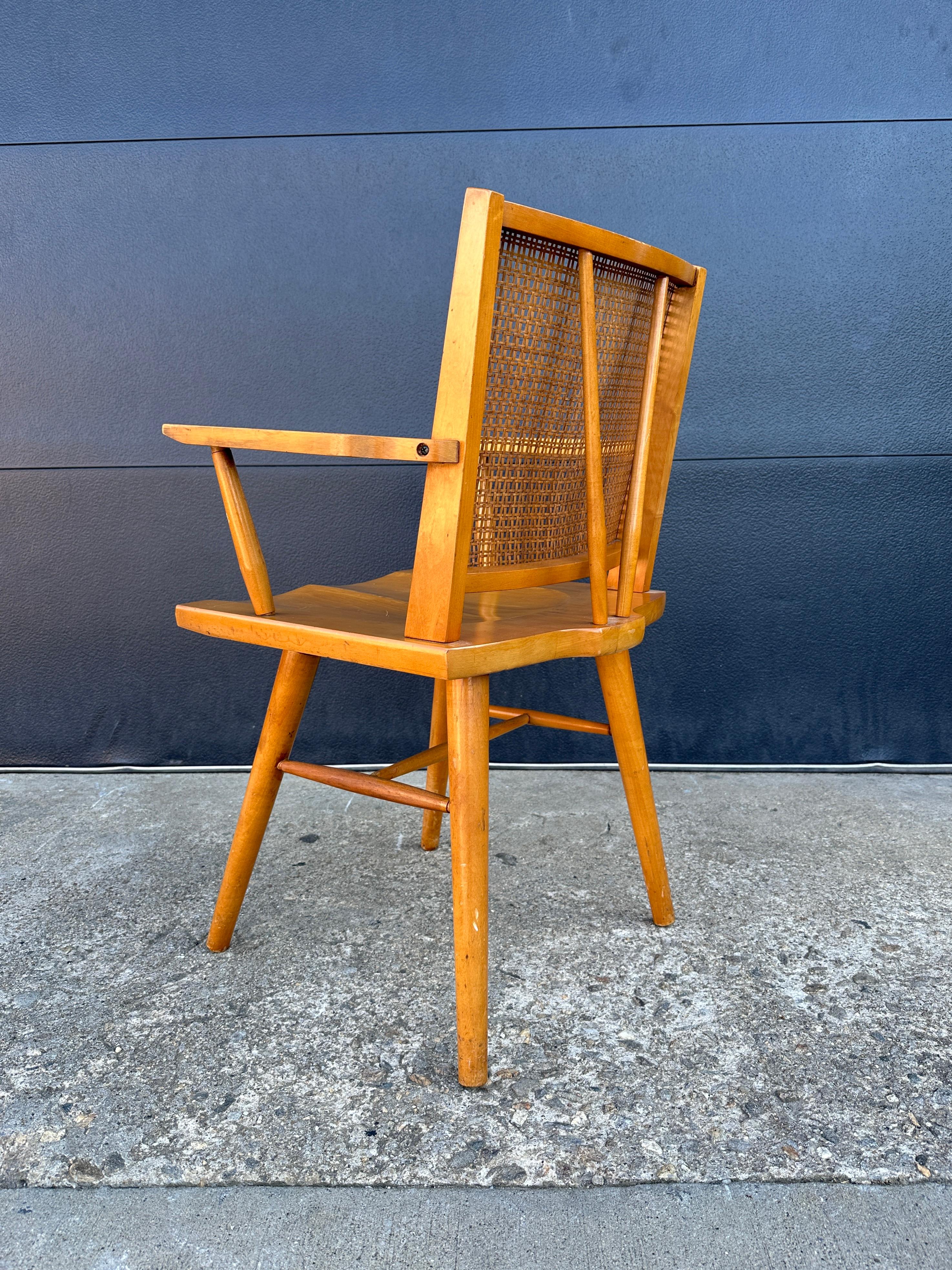 Conant Ball Midcentury Maple and Cane Back Armchair In Good Condition For Sale In Asheville, NC