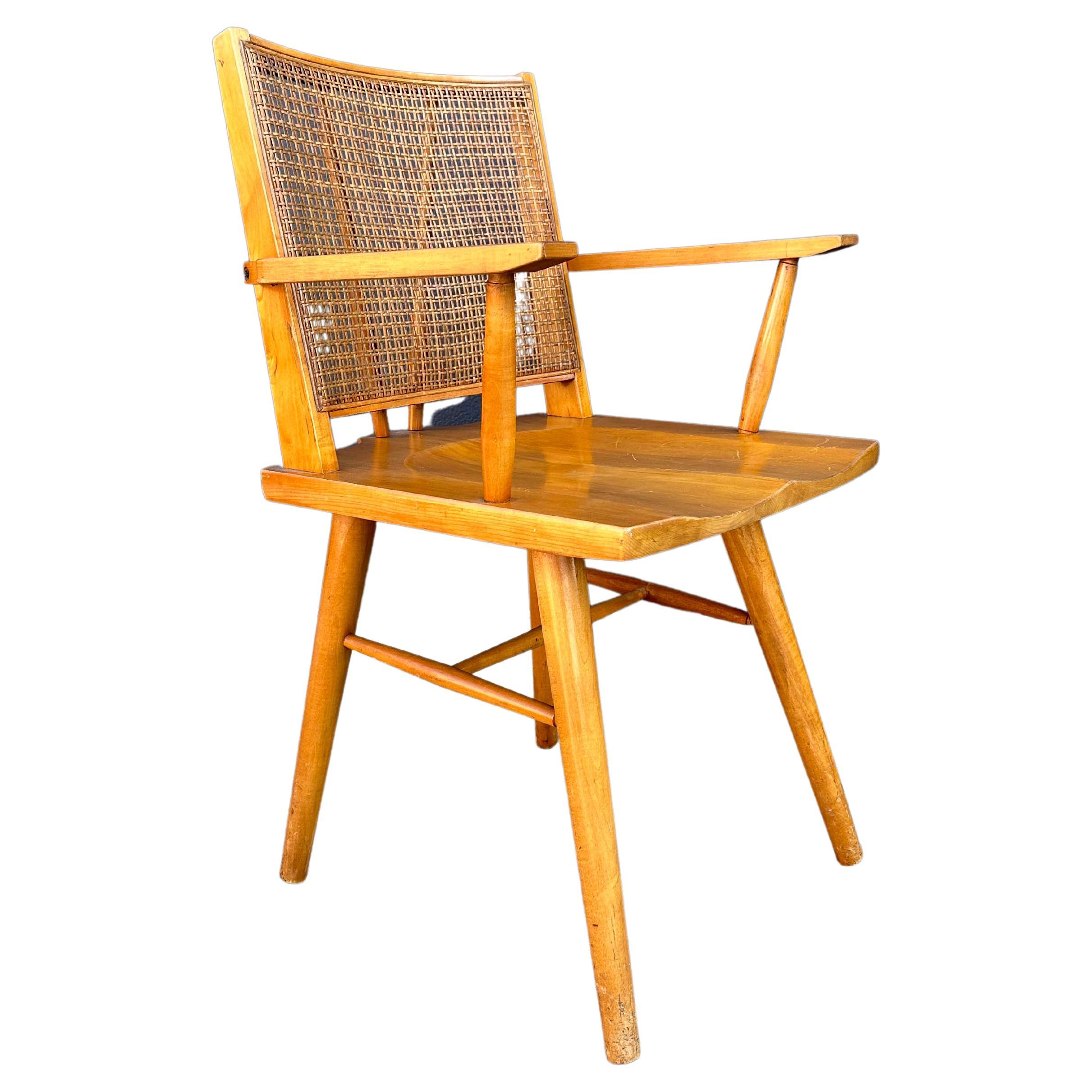 Conant Ball Midcentury Maple and Cane Back Armchair For Sale