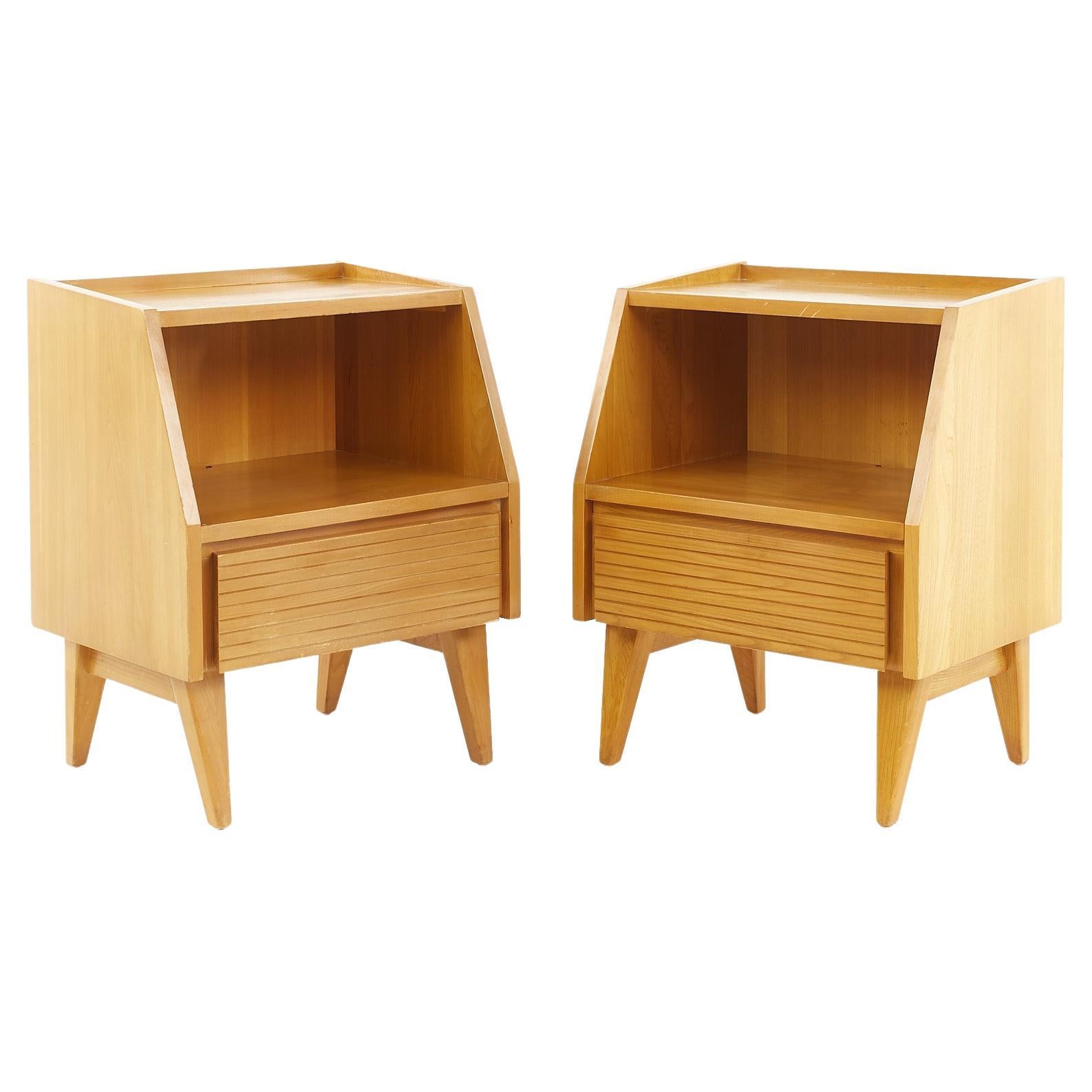 Conant Ball Mid Century Maple Nightstands, A Pair