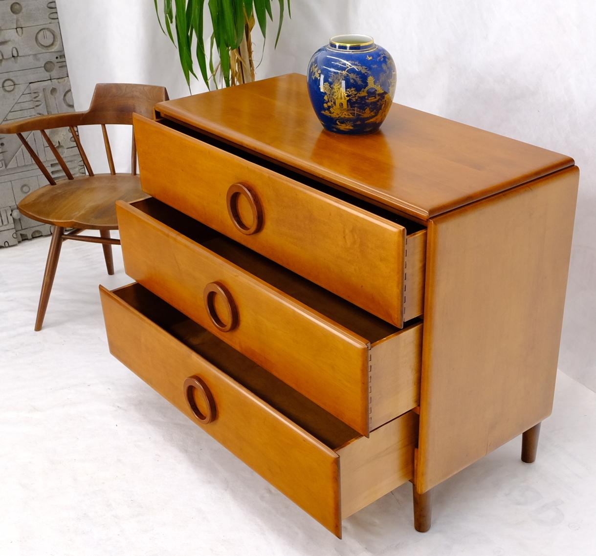 Mid-Century Modern solid maple three drawers dresser by Russel Wright for Conant Ball.