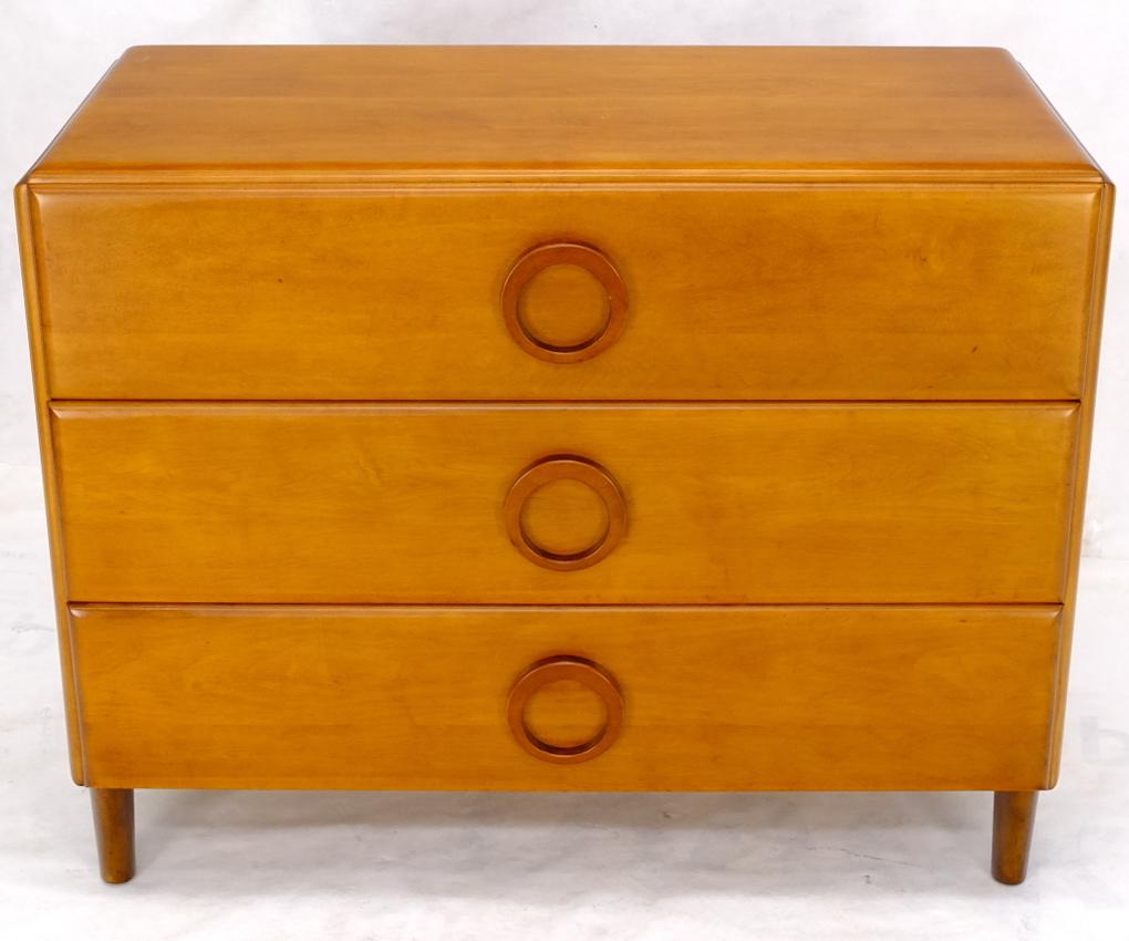 Mid-Century Modern Conant Ball Russel Wright Solid Maple Deco Style Three Drawer Bachelor Chest