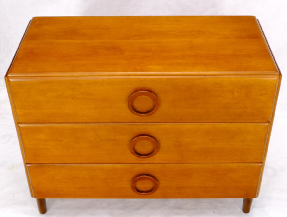 American Conant Ball Russel Wright Solid Maple Deco Style Three Drawer Bachelor Chest