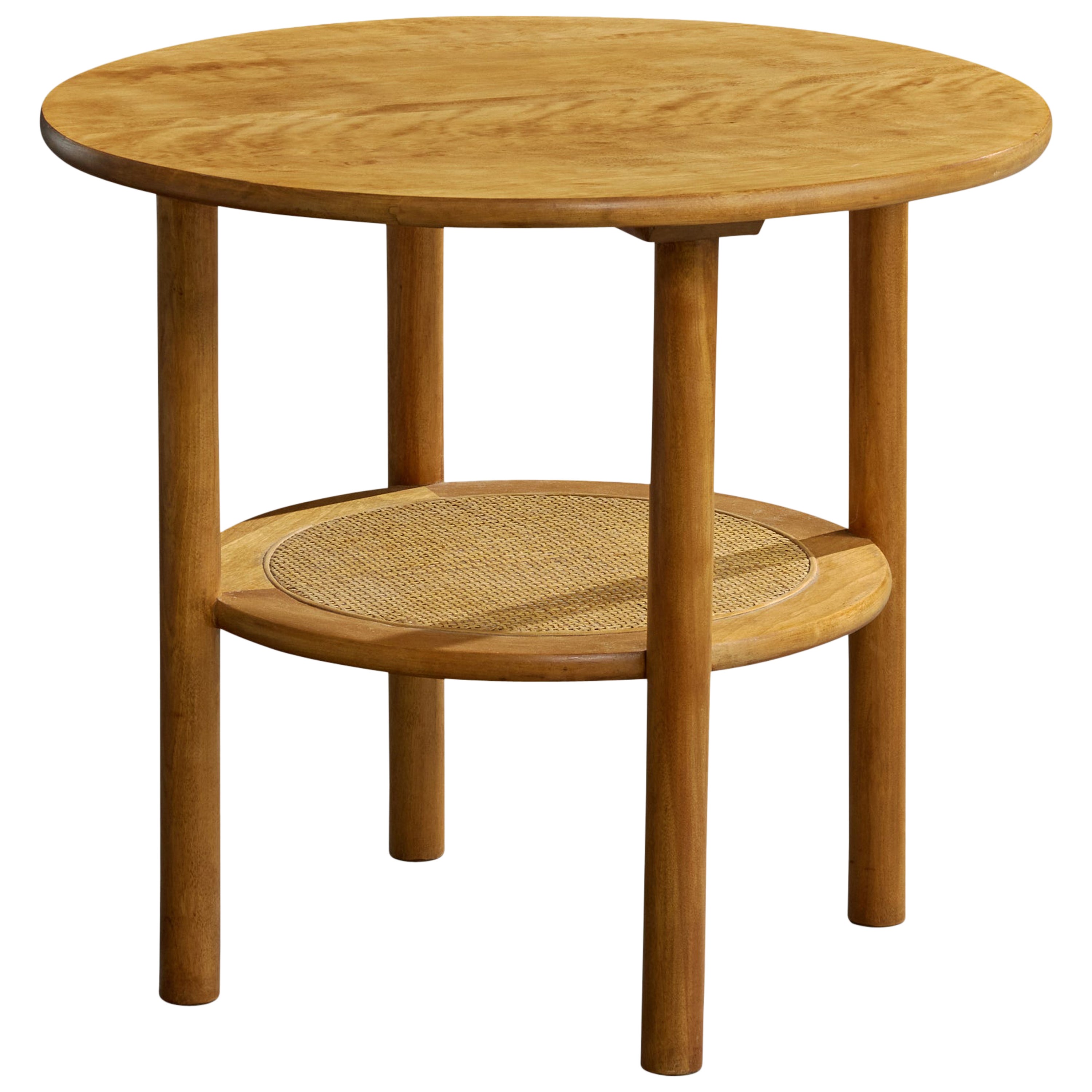Conant Ball, Side Table, Birch, Rattan, USA, 1950s For Sale