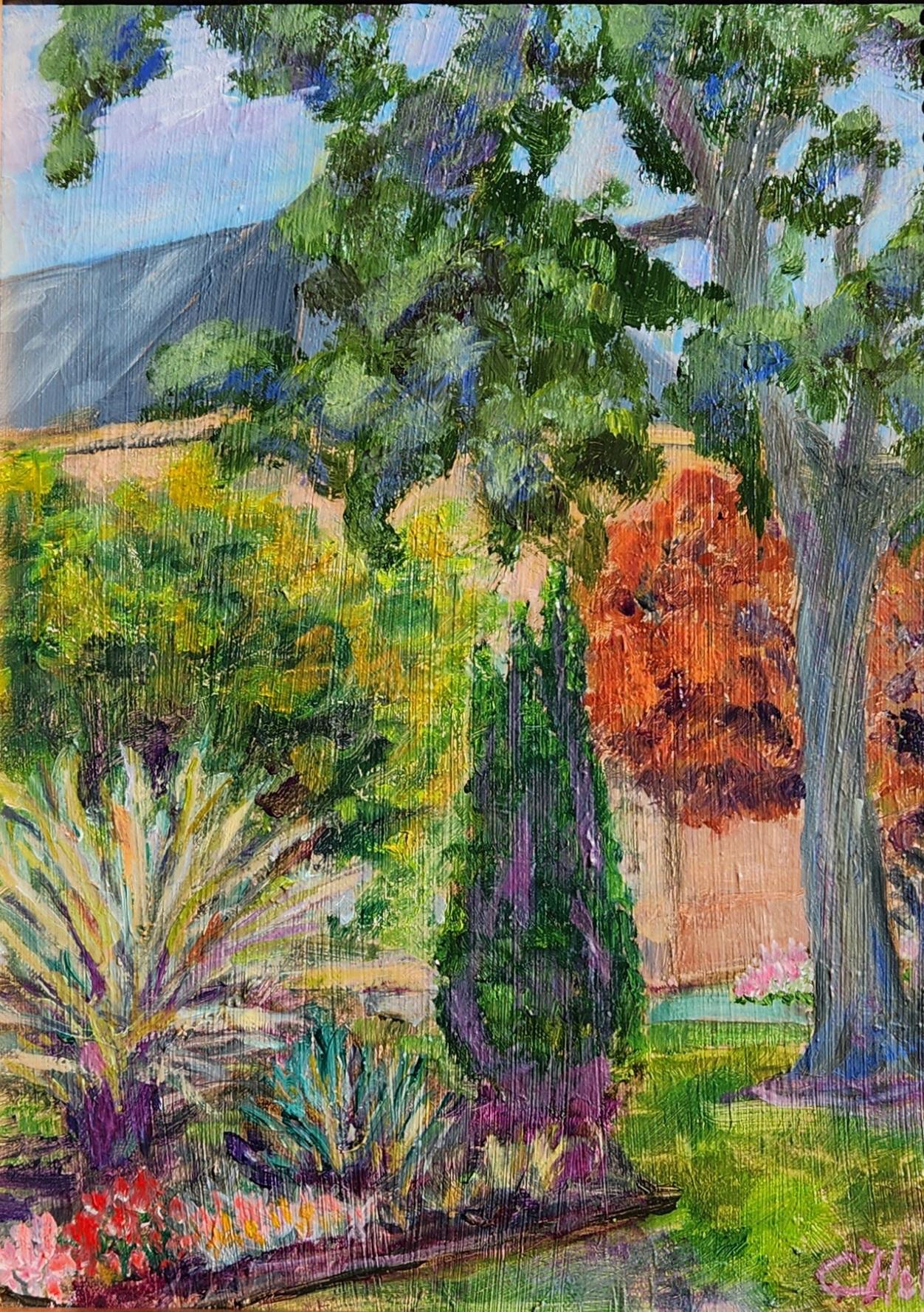 Oil on Canvas Landscape -- City Garden