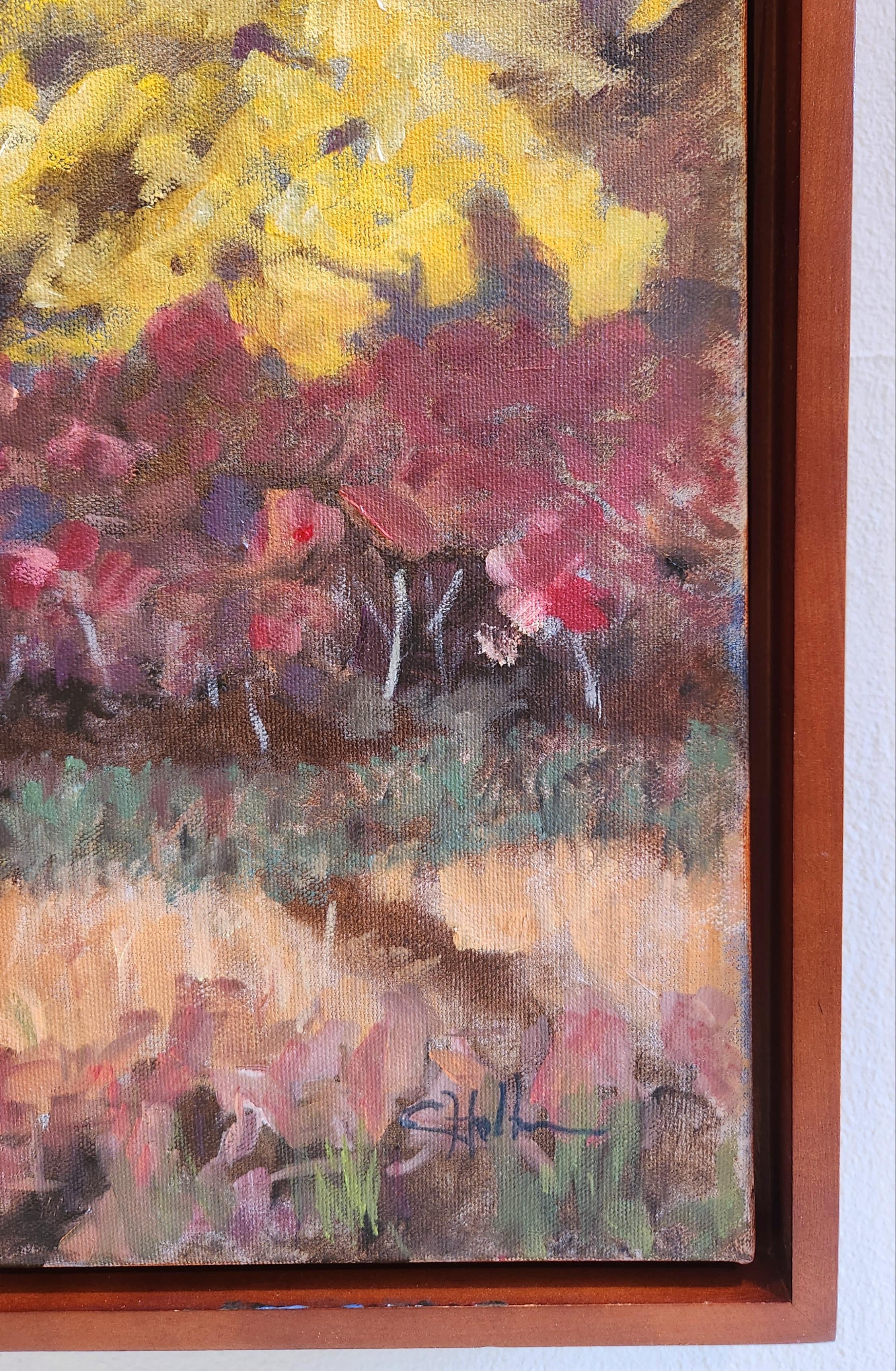 Pittura olio su tela -- Santanoni da A. Simon Pond - Abstract Painting Marrone di Conard Holton