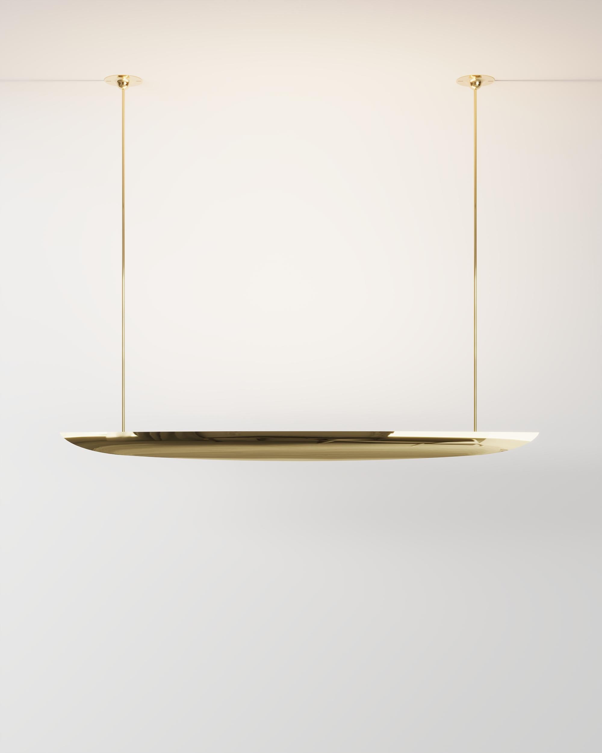 Lampada a sospensione Conca di Studio Orth
Dimensioni: L 150 x P 12 x H 119 cm, H: Personalizzato. 
Materiali: Ottone fuso lucido.
Finiture: Ottone fuso lucido
Peso: 3 kg.

Disponibile anche in alluminio fuso lucido. 

Tutte le nostre lampade