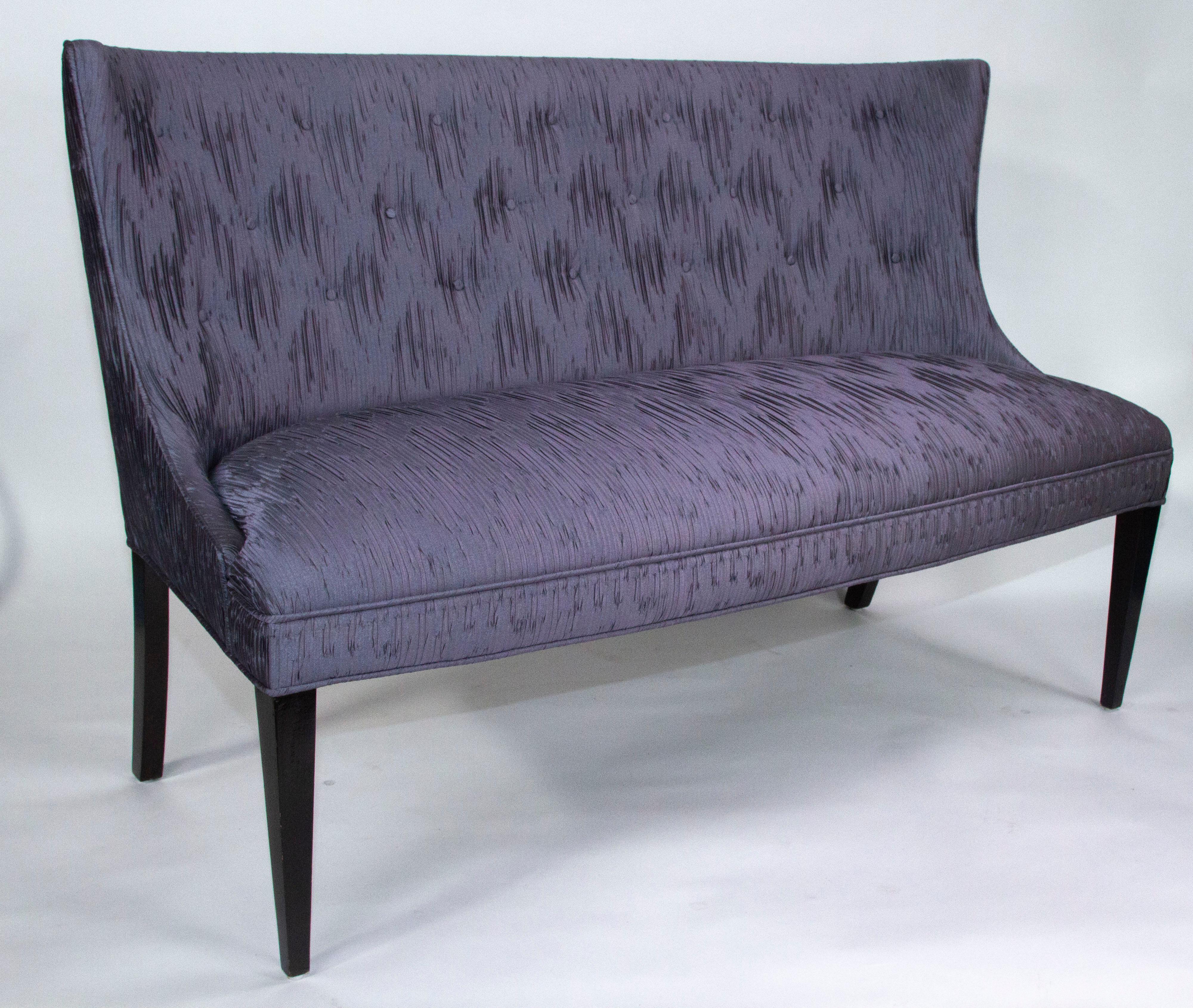 French settee 1940's style with Tufted Back and Tapered Legs For Sale 1