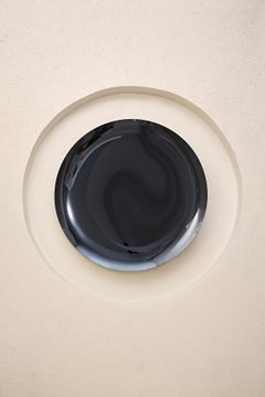 Concave Black Contemporary Sculptural Mirror by Homa